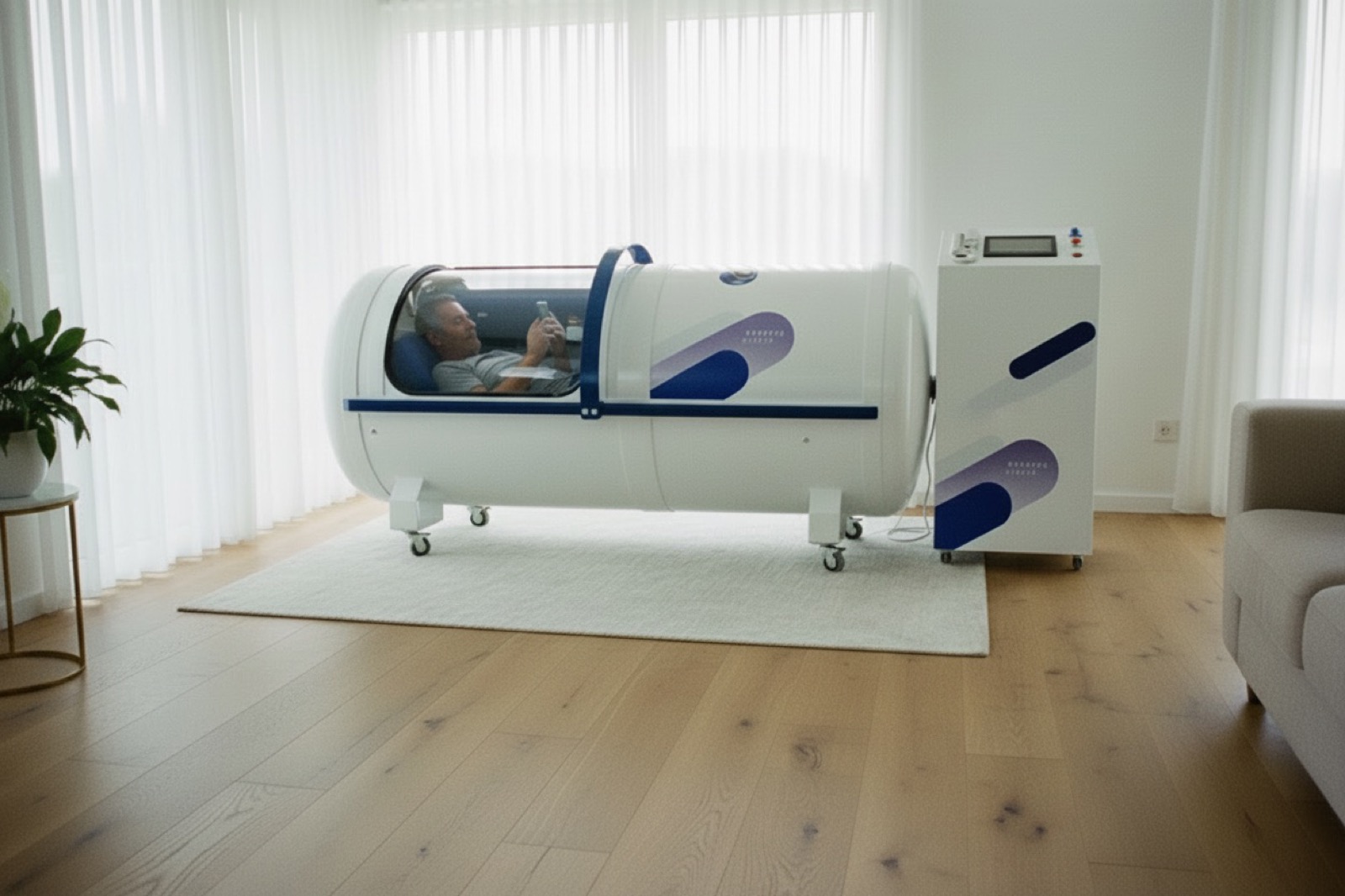 Hyperbaric chamber in a wellness room